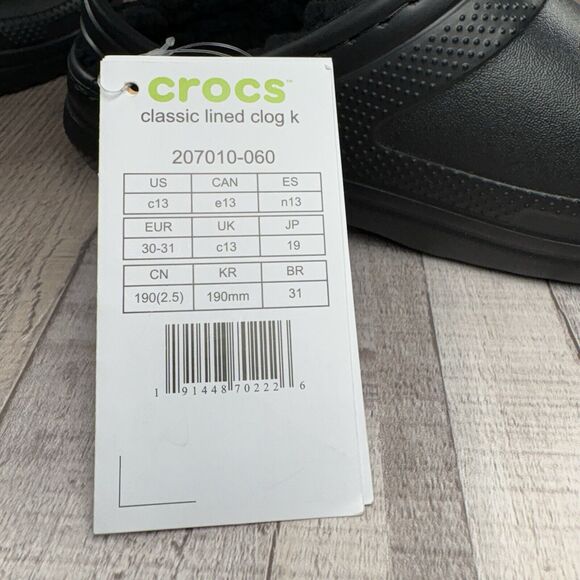 Crocs Classic Lined Clogs Little Kids PS Size 13 Slip On Shoes Sandals Black - Picture 11 of 11
